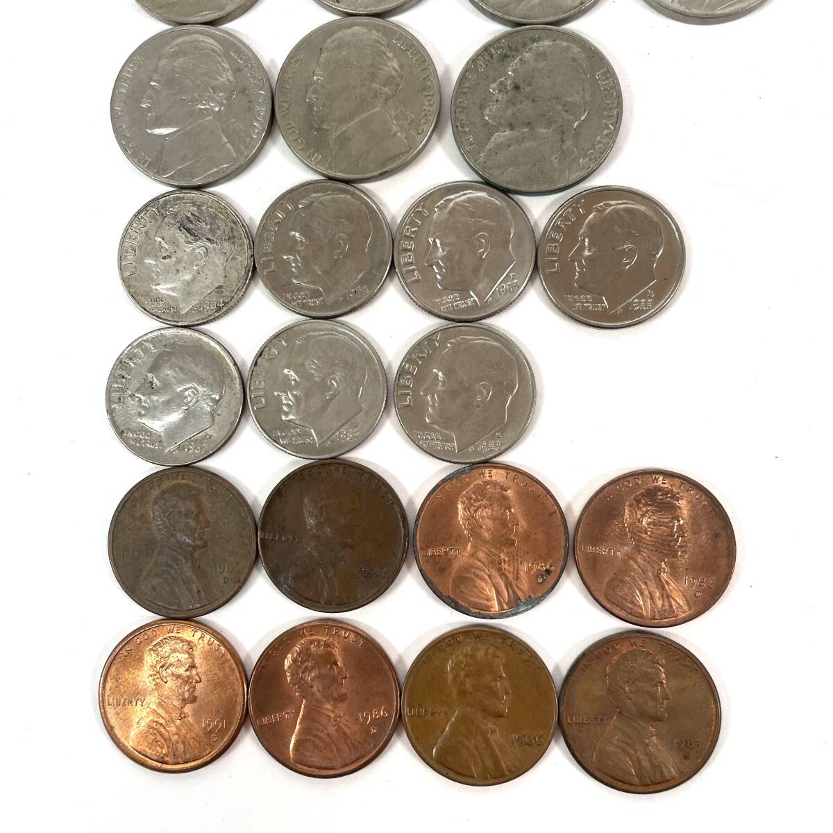 外国銀貨◆USA 他 リバティコインエリザベスコイン 19481年 1セント 1971年 1960年 等 アンティークコイン 古銭 外貨 当時物の画像4