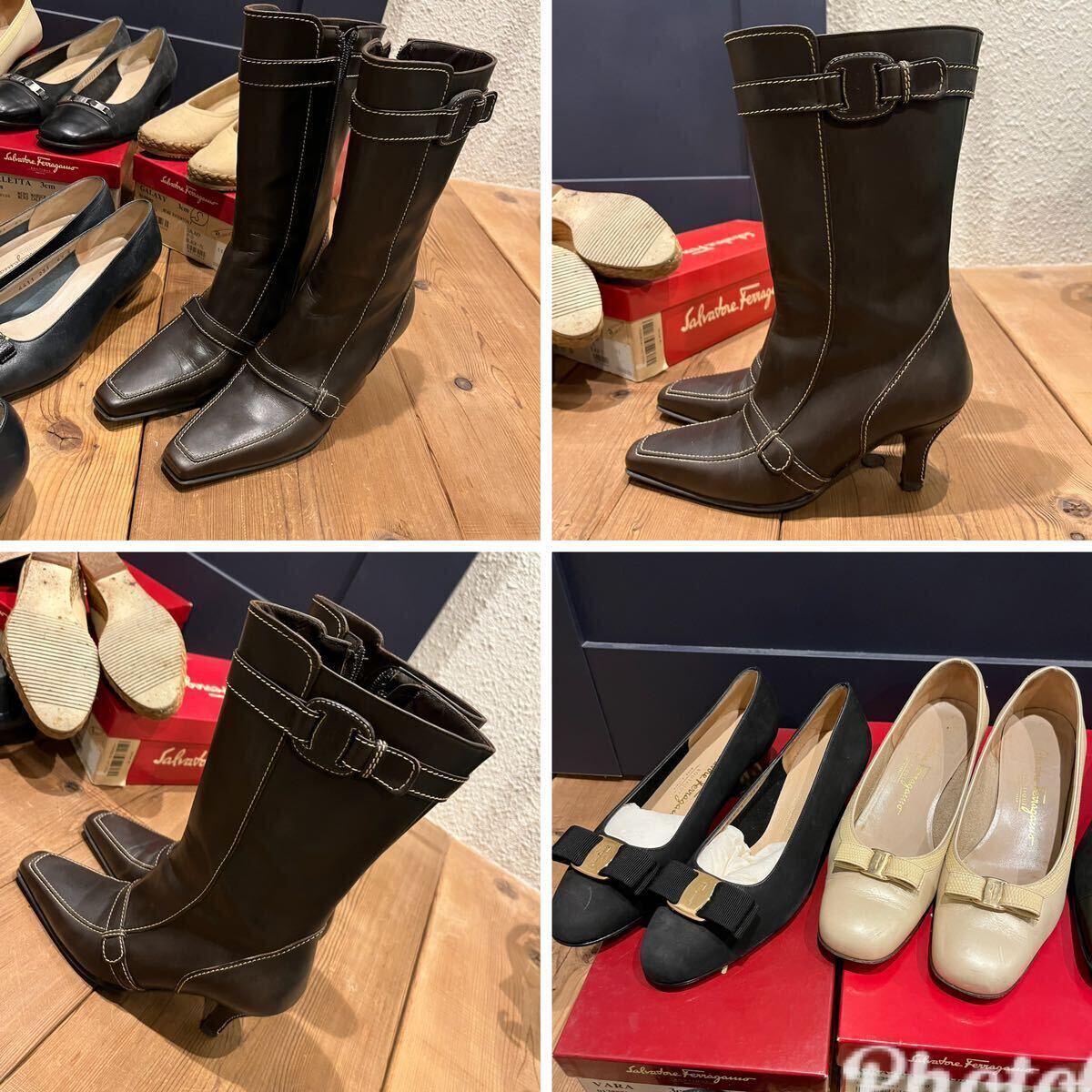 1円〜Salvatore Ferragamo サルヴァトーレフェラガモ ヴァラリボン パンプス ブーツ10点セット 