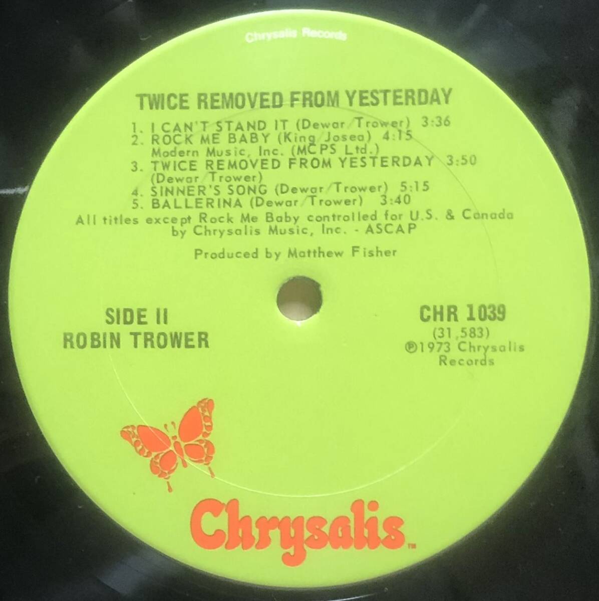 UK hard US original record Robin Trower / Twice Removed From Yesterday