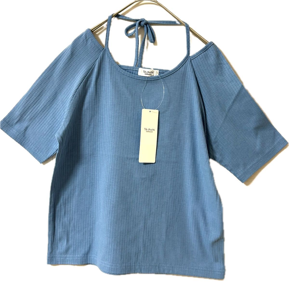 サマンサモスモス系ブランド　テチチテラス　ホルターネックTシャツ  トップス　半袖カットソー　ブルー　未使用品