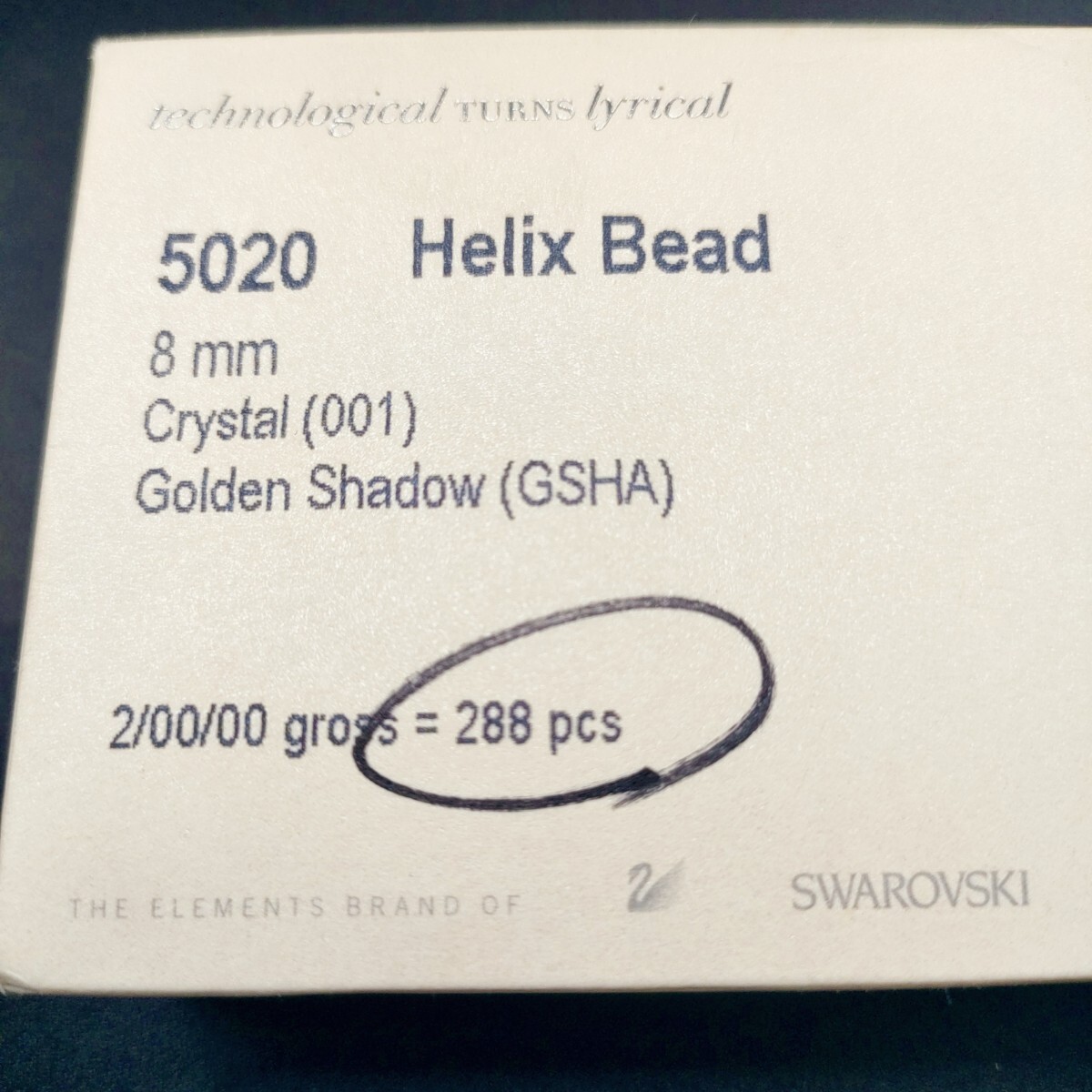 ☆未使用 ヴィンテージ SWAROVSKI スワロフスキー ルース 5020 Helix Bead ヘリックスビーズ crystal Golden Shadow GSHA 8MM 288個 裸石の画像9