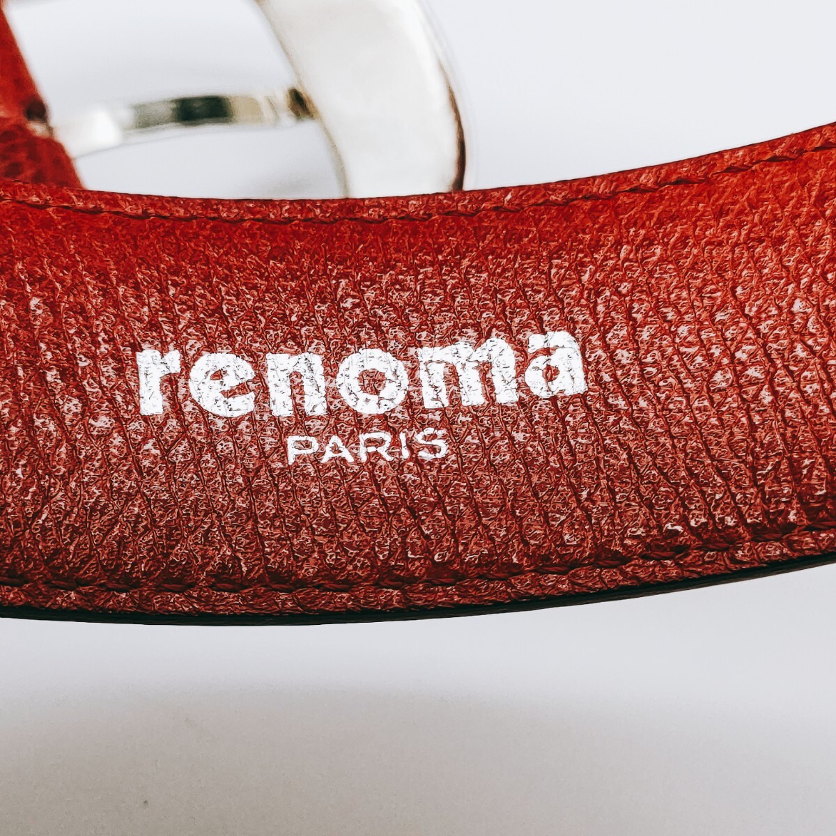 【美品】renoma レノマ ベルト シルバー色金具 レザー 赤 レッド バックル ファッション小物 アクセ ヴィンテージ レトロ レザーベルトの画像6