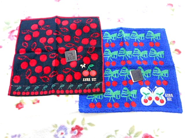 F174*ANNASUI Anna Sui cherry pattern hand towel 2 point unused *