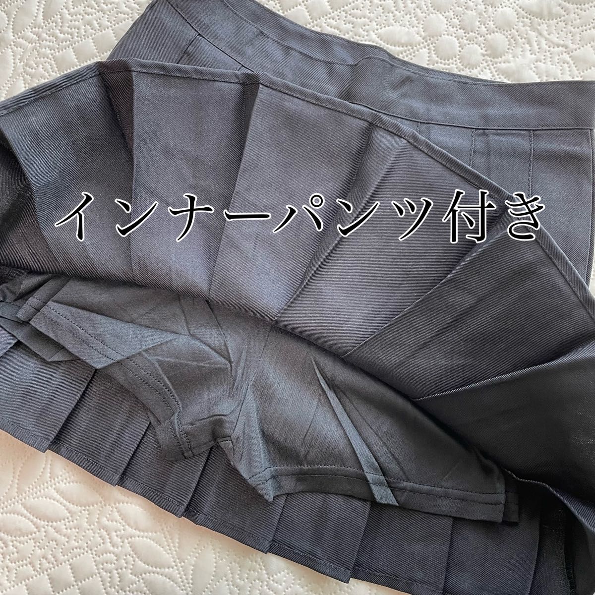 ブラック M プリーツスカート ミニスカート スポーツ 韓国 インナーパンツ付き ミニ 黒