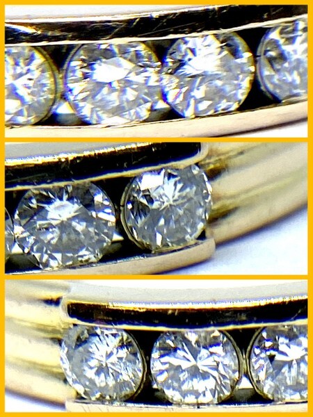 【即決/17号】 K18 ダイヤモンド 一文字 リング D:0.51ct 0.1ct×5ピース ダイアモンド ハーフエタニティ ゴールド 4.4g_画像6