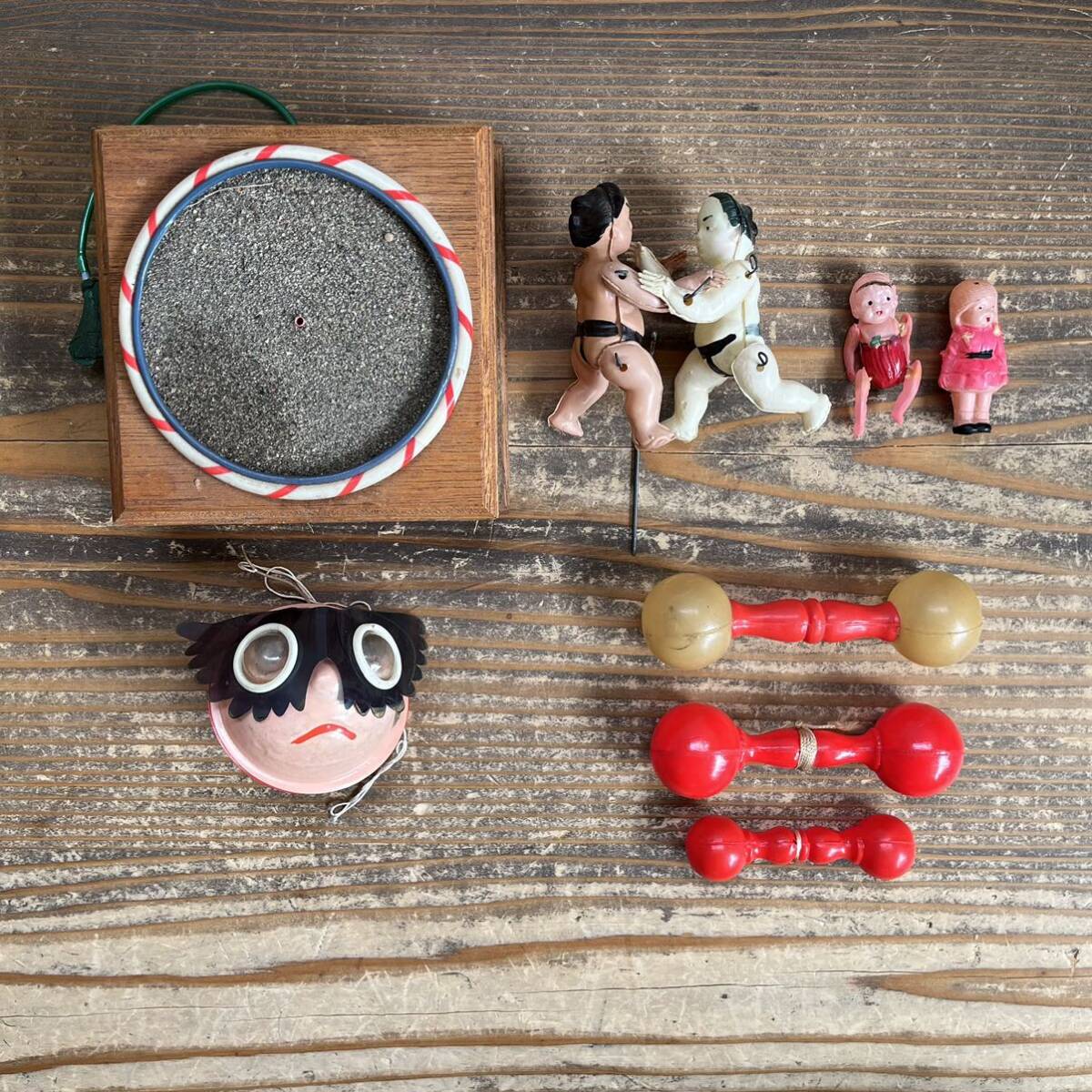 セルロイド 相撲 人形 少女 ガラガラ おもちゃ 玩具 昭和 の画像1
