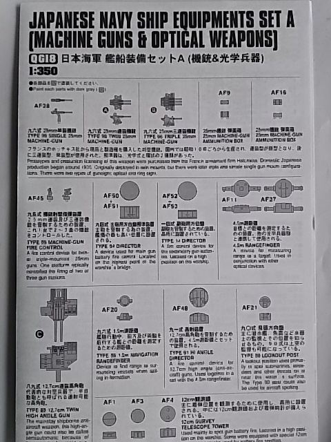 ハセガワ 1/350 日本海軍 艦船装備セットA（機銃＆光学兵器）の画像5