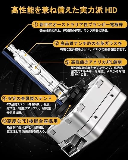 ヘッドライト D1S HIDバルブ 8000K 高輝度 純正交換用 HIDライト 12V車用 35W HID VIMEN 電球 2_画像4