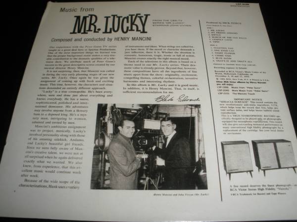 ヘンリー・マンシーニ ミスター・ラッキー RCA リヴィング・ステレオ リマスター オリジナル 紙 Henry Mancini Mr.Lucky_美品 リマスター オリジナル紙ジャケットCD