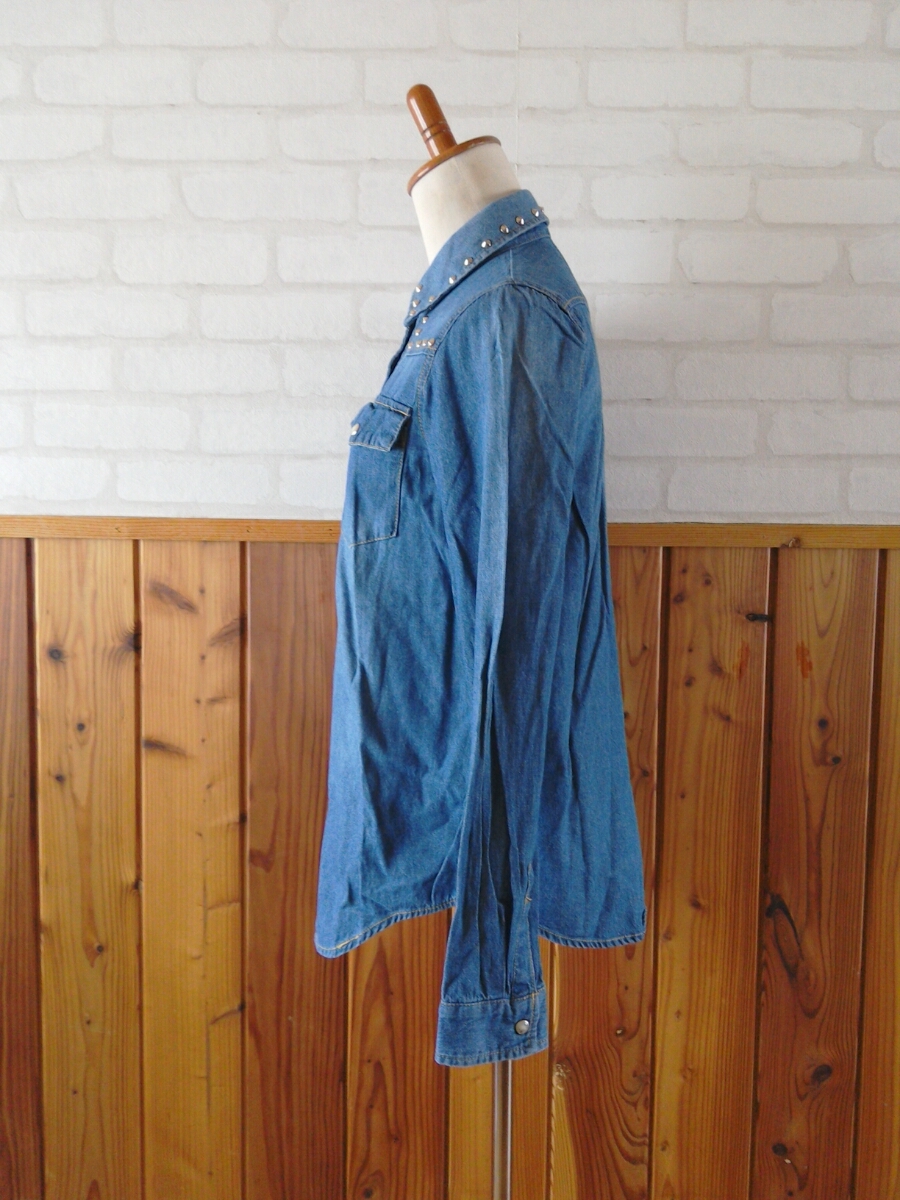  old clothes INGNI studs Denim tongue gully - shirt M size long sleeve lady's wing N