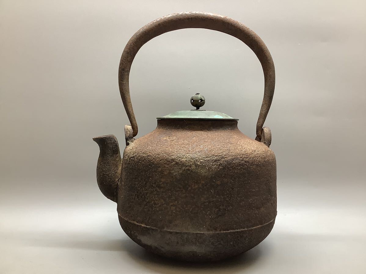 鉄瓶 煎茶道具 銅蓋 時代物 南部鉄器 鉄製やかんの画像3