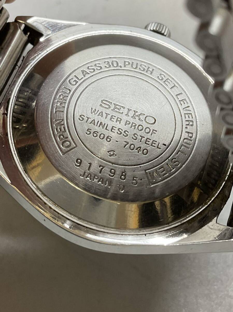 13 ジャンク SEIKO セイコー 5606-7040 LM ロードマチック 23JEWELS シルバー文字盤 デイデイト 自動巻き メンズ 腕時計の画像8