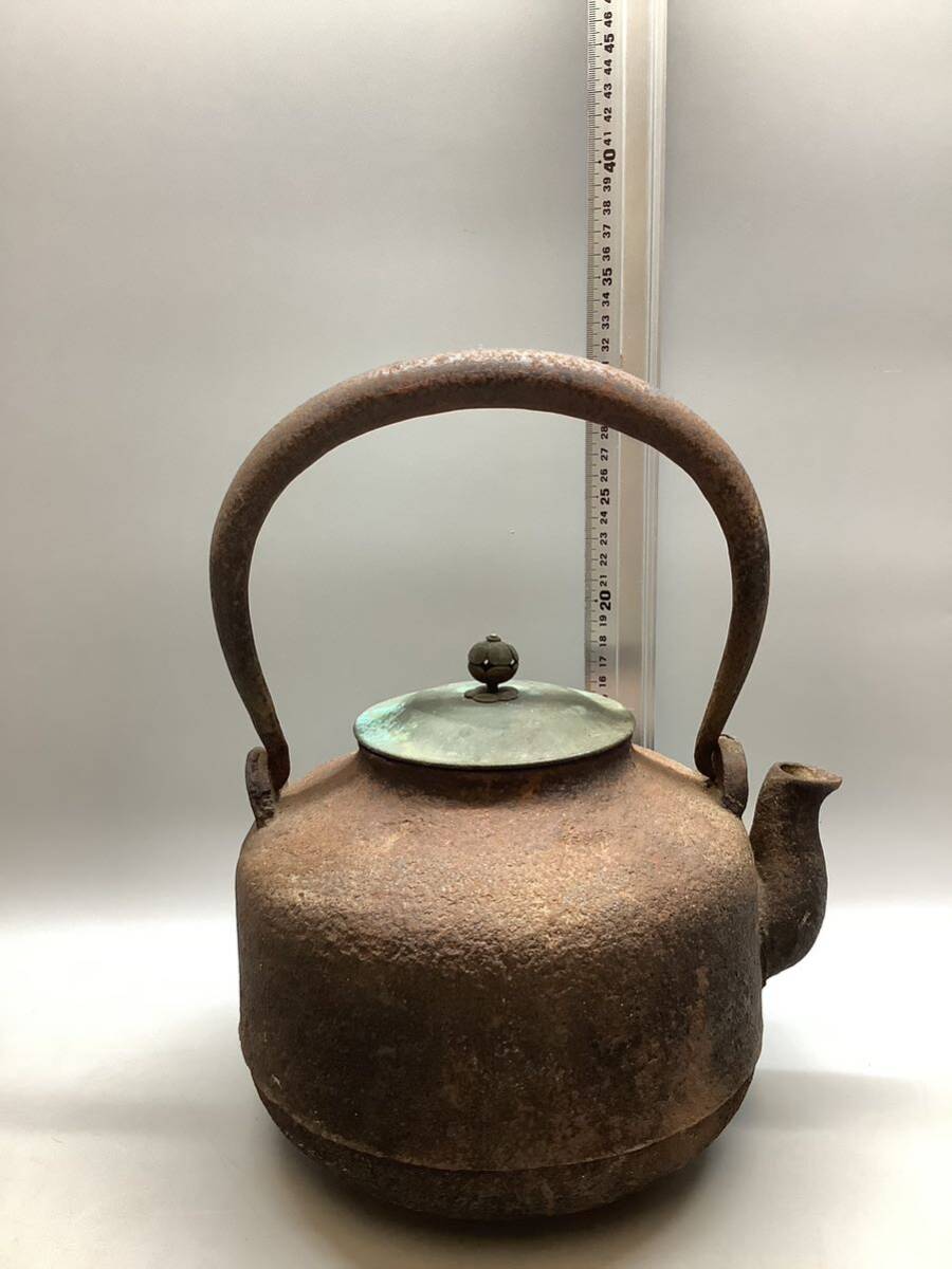 鉄瓶 煎茶道具 銅蓋 時代物 南部鉄器 鉄製やかんの画像10
