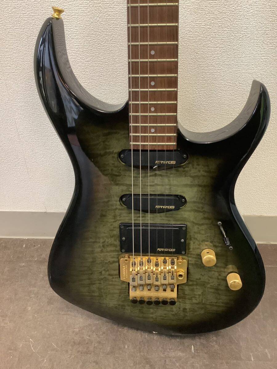 FERNANDES フェルナンデス FRT-5PRO-TRS エレキギター 深緑 黒系 ソフトケース付き 動作確認済の画像3