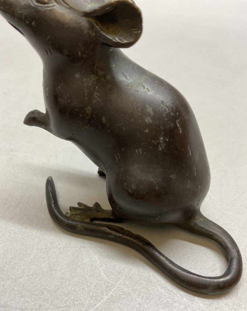 ネズミ 鼠 置物 オブジェ 銅製 動物 干支置物 重さ410g
