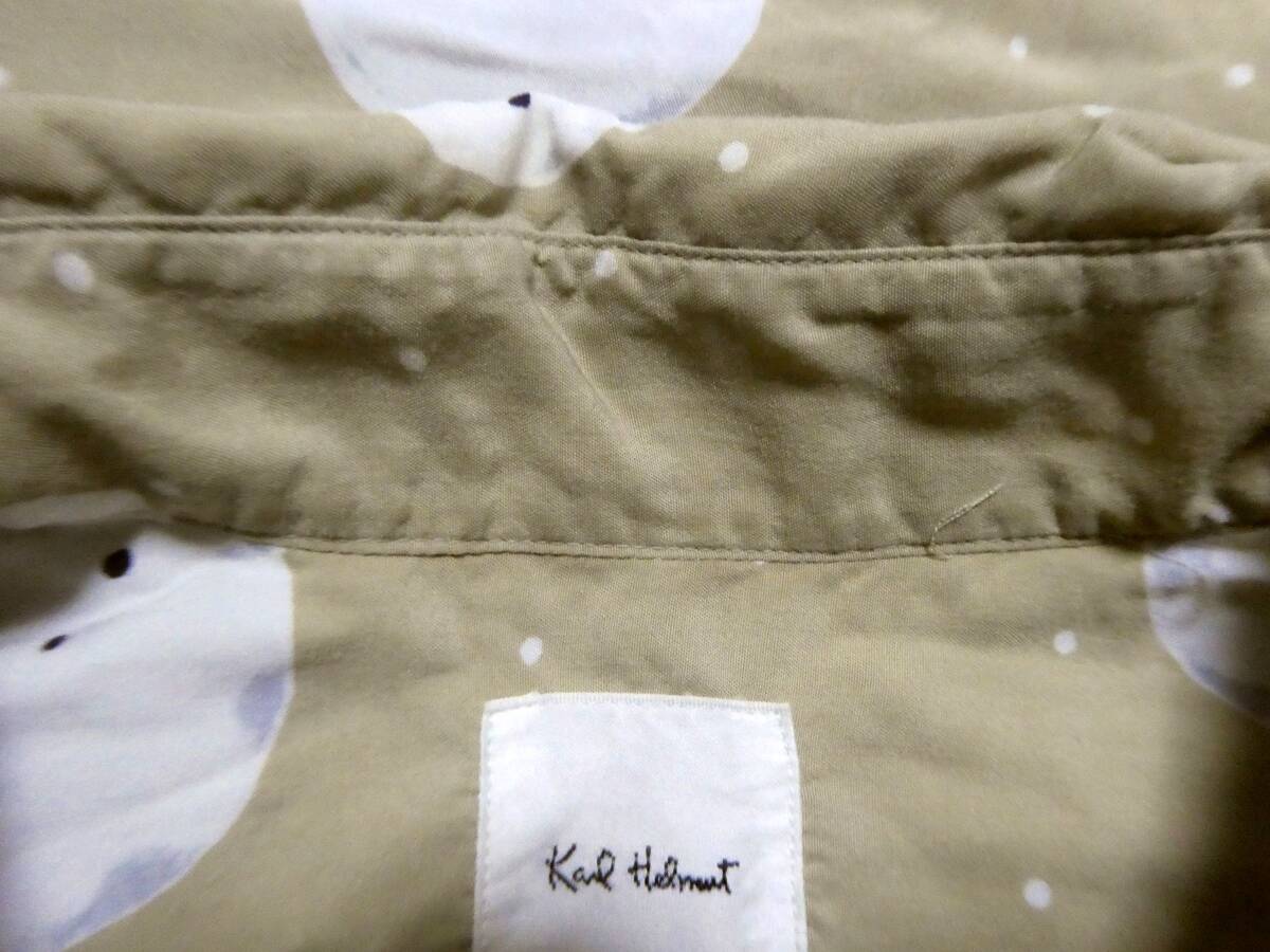  regular goods rare Karl Helmut Karl hell m snow ... snowman pattern rayon long sleeve shirt L sand beige series 