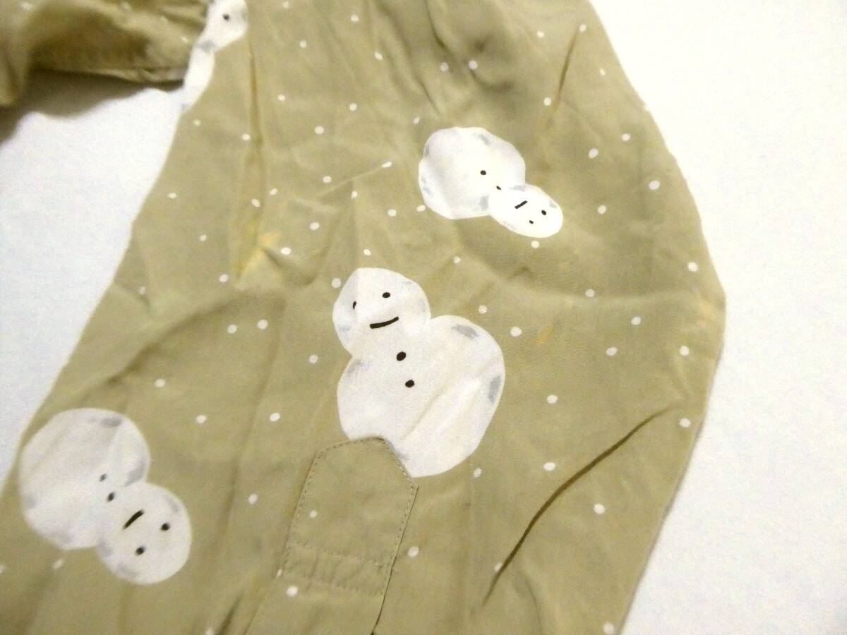  regular goods rare Karl Helmut Karl hell m snow ... snowman pattern rayon long sleeve shirt L sand beige series 