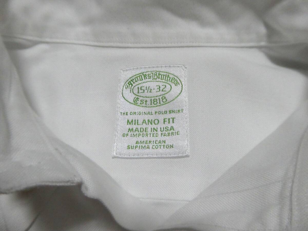 米国製 美品 Brooks Brothers ブルックスブラザーズ MILANO FIT MADE IN USA White ミラノ オックスフォードボタンダウンシャツ 32/15.5_画像9