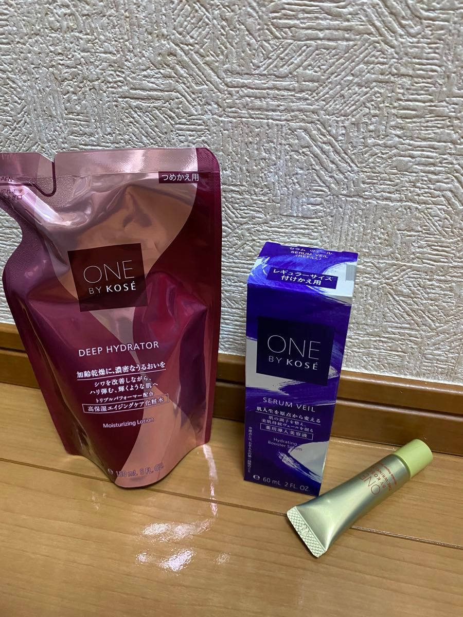 ONE BY KOSE セラム ヴェール 60mL ・ディープ ハイドレーター 150ml ・ザ リンクレス Sシワ改善美容液３点