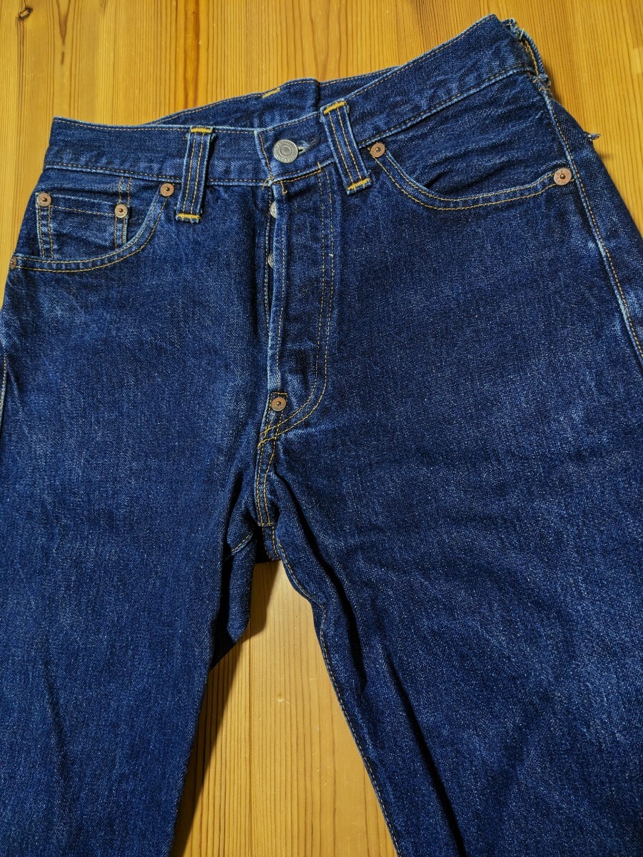 激レア!希少90'sヴィンテージ!USA製リーバイスLEVI'Sコーンミルズ製201XXデニムジーンズ501XX復刻革パッチ尾錠ビッグE赤耳アメリカ製米国製の画像2