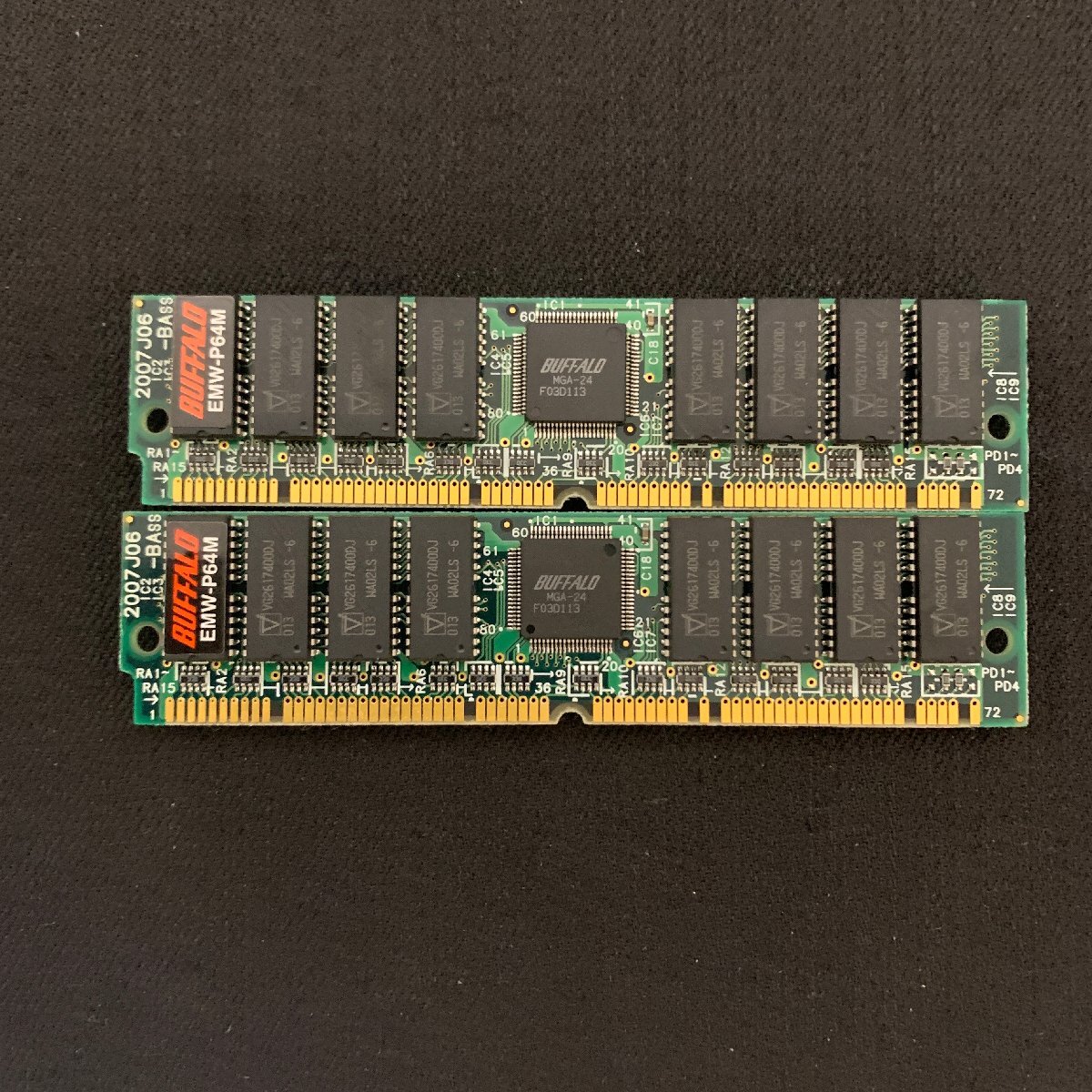 L042　BUFFALO　EMW-P64M　SIMM　32MB　2枚セット（２枚で64MB）　パリティジェネレータ搭載　動作確認済_画像1