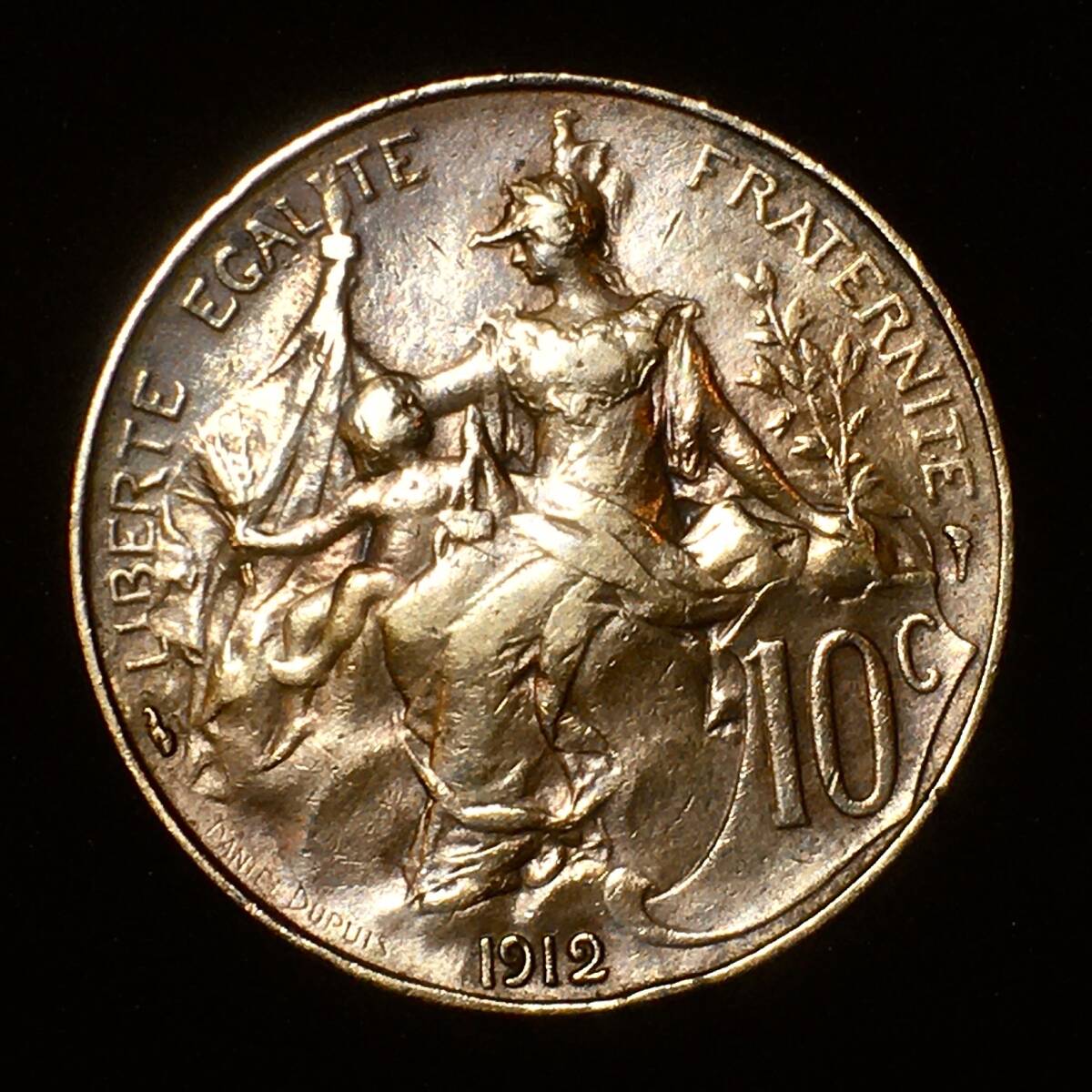 【美しき横顔★マリアンヌ像】フランス 1912年 10サンチーム 銅貨 人気コイン 本物保証 の画像4