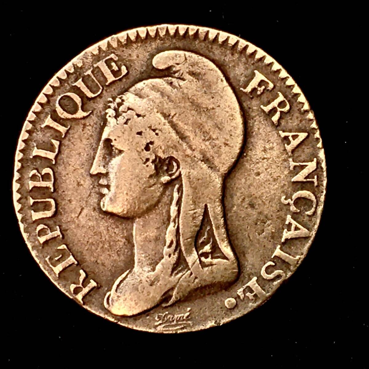 1795年 フランス革命暦４年 ５サンチーム 銅貨 REPUBLIQUE FRANCAISE 5CENTIMES L'AN 4 A の画像1