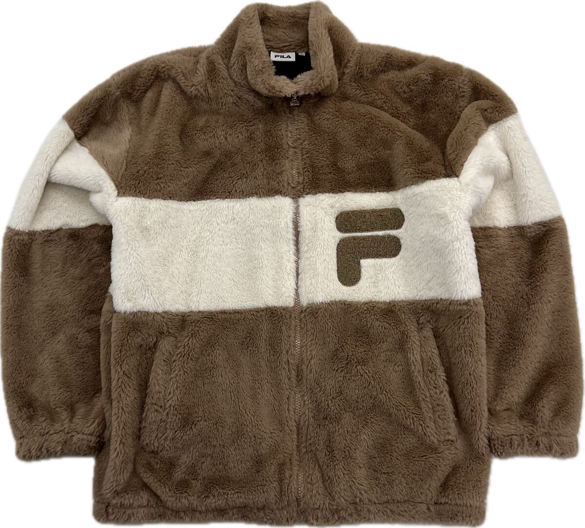 FILA * feel of * boa fleece jacket Brown white M relax sport Street holiday casual part shop put on filler #I314