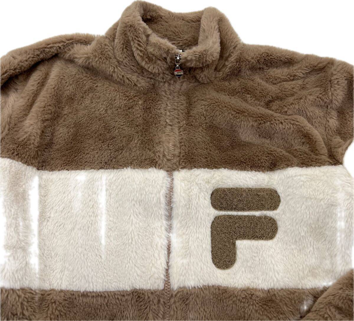 FILA * feel of * boa fleece jacket Brown white M relax sport Street holiday casual part shop put on filler #I314