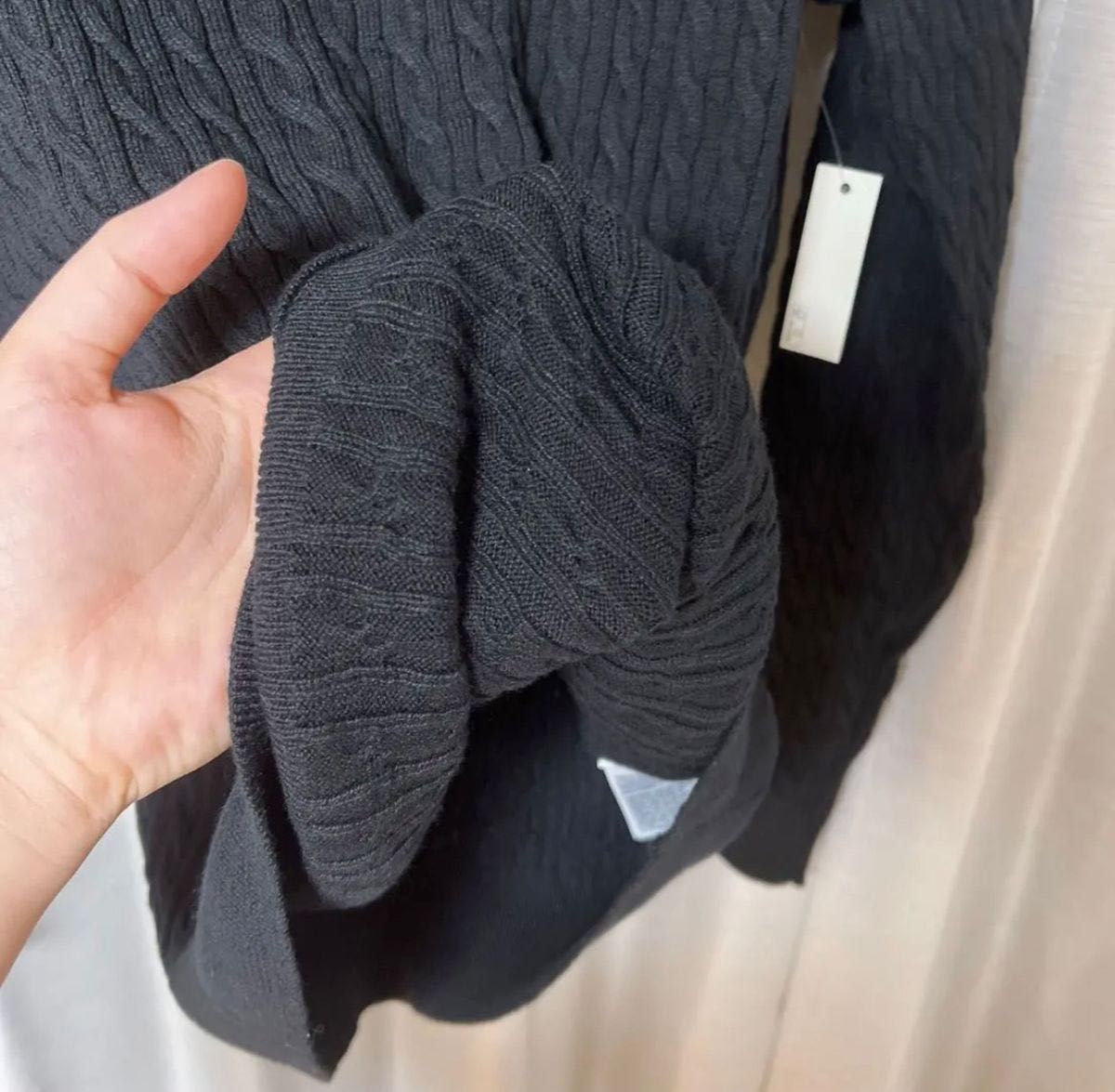 Amazon Essentials セーター ケーブルニット クルーネック コットンメンズ XLサイズ 黒