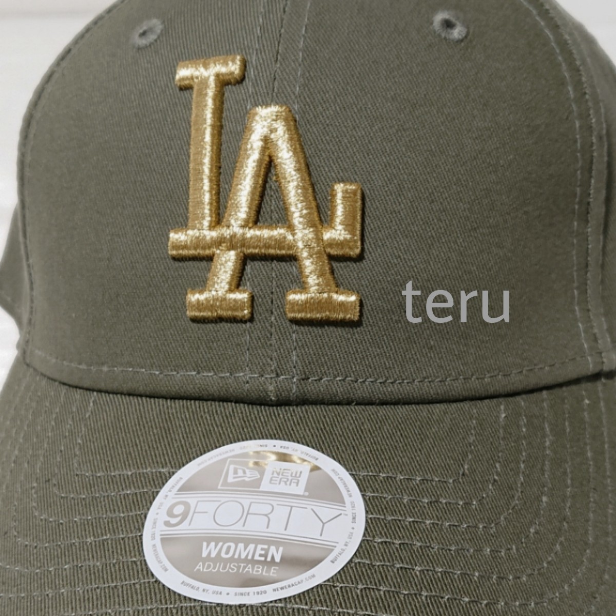 NEW ERA ニューエラ 正規品 レディース 9FORTY キャップ 帽子 LA ドジャース カーキ 緑 ゴールド 金 大谷_画像2