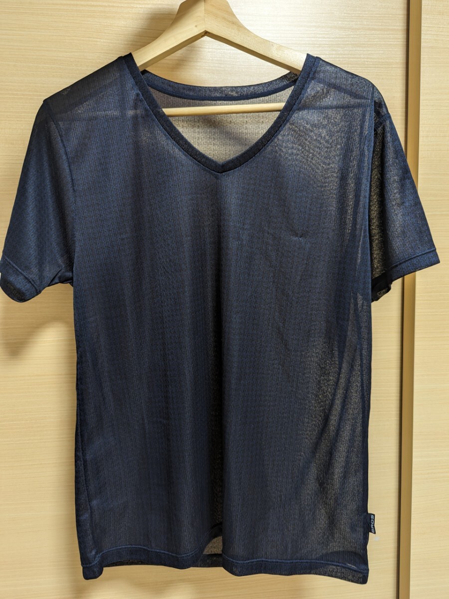  (1枚) BROS シャツ Mサイズ ネイビー色 GL5800 ワコール ブロス BROS Ｖ首半袖シャツ メンズ