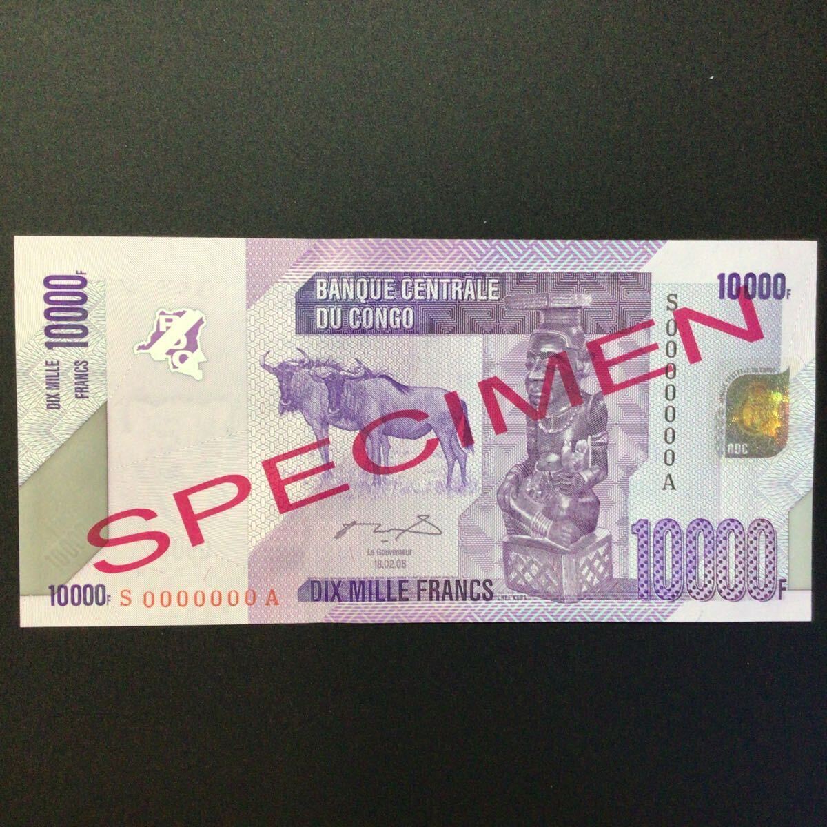 World Paper Money CONGO DEMOCRATIC REPUBLIC 10000 Francs【2006】〔SPECIMEN〕の画像1