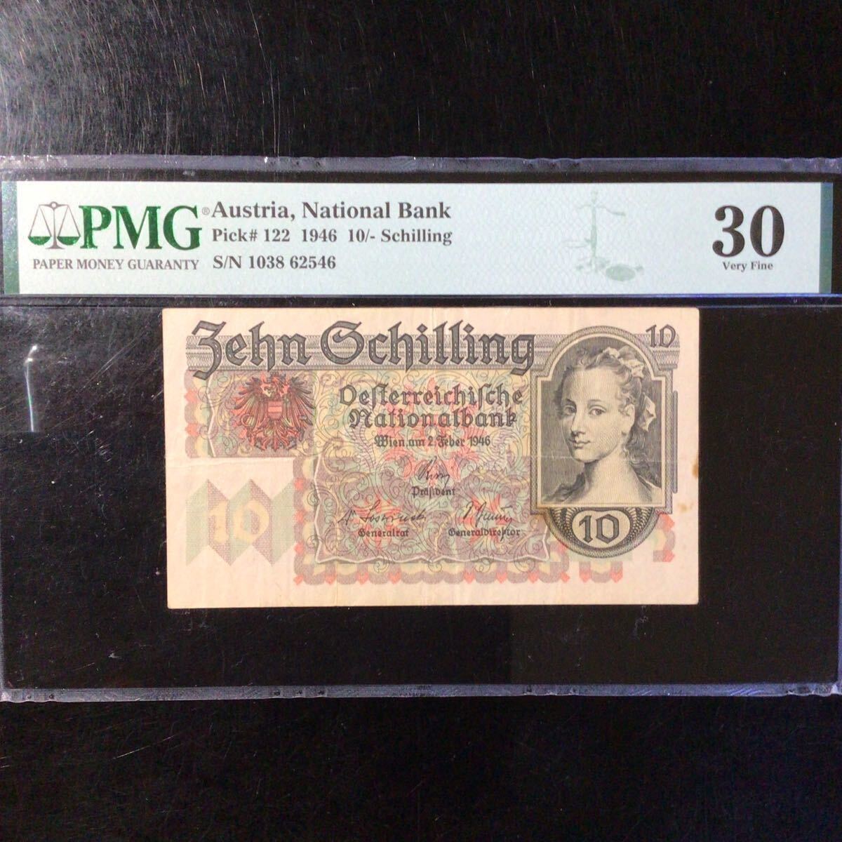 World Banknote Grading AUSTRIA《National Bank》10 Schilling【1946】『PMG Grading Very Fine 30』_画像1