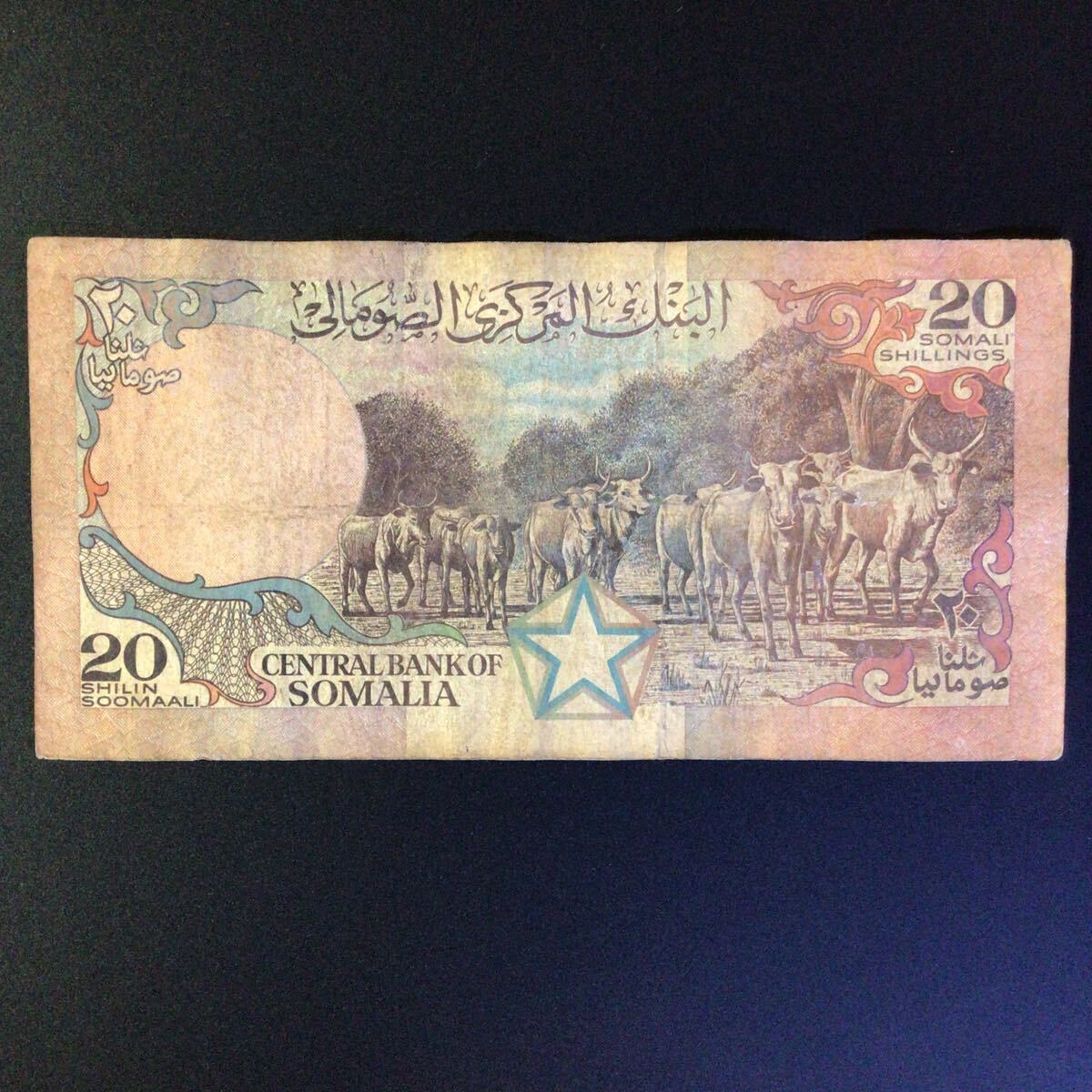 World Paper Money SOMALIA 20 Shilin = 20 Shillings【1987】の画像2