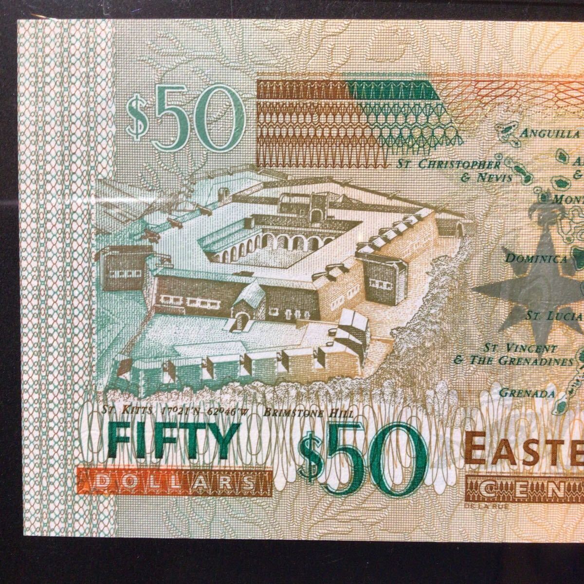 World Banknote Grading EAST CARIBBEAN STATES〔St.Vincent〕《Central Bank》 50 Dollars【2003】『PMG Grading Gem Unc 64 EPQ』_画像6