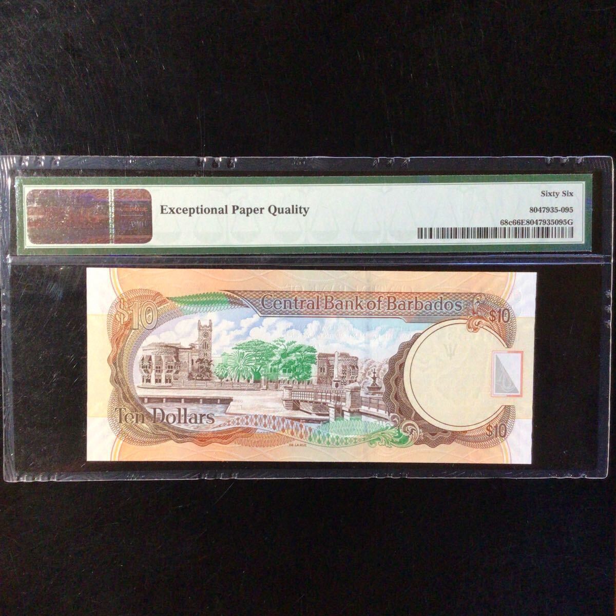 World Banknote Grading BARBADOS《 Central Bank 》10 Dollars【2012】『PMG Grading Gem Uncirculated 66 EPQ』_画像2