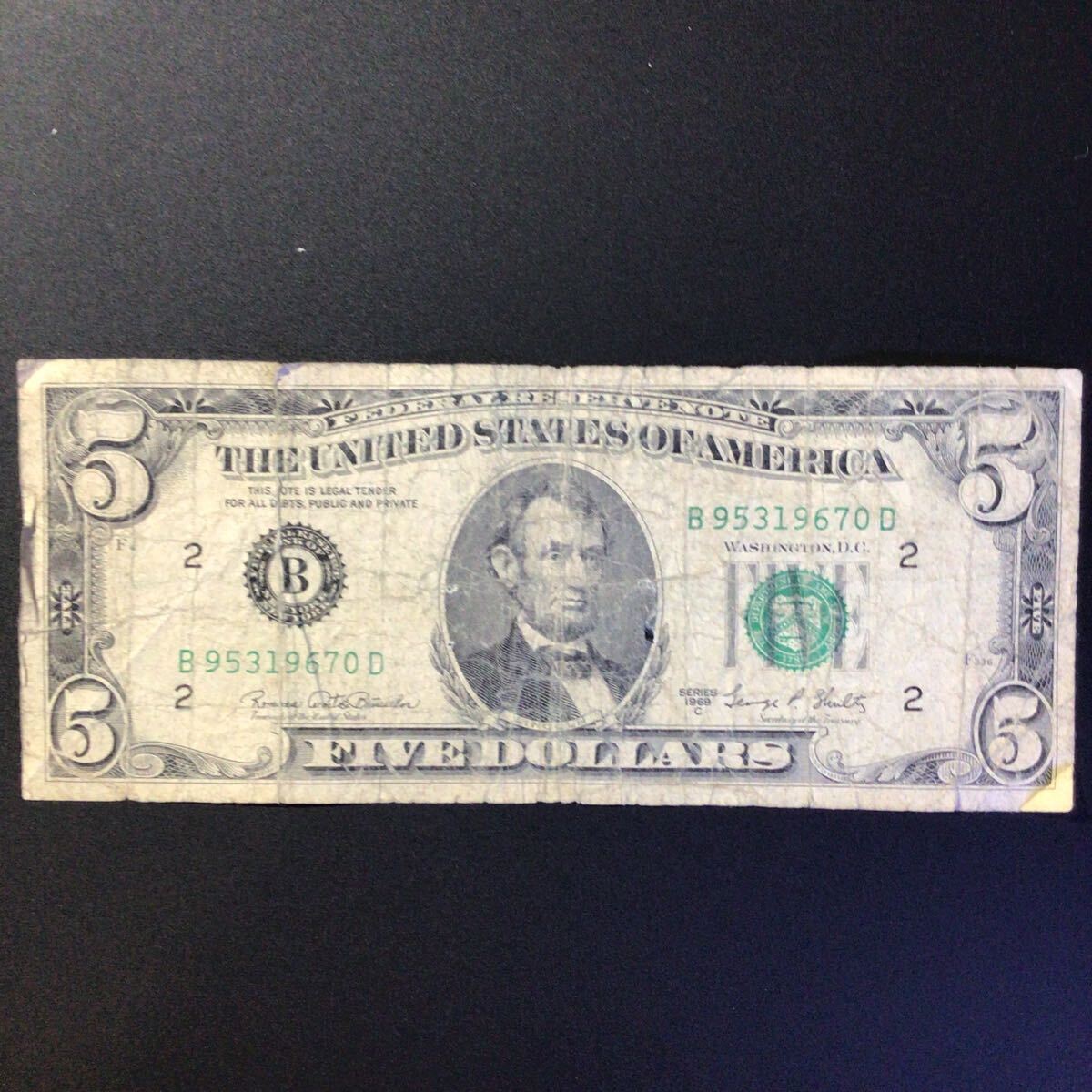 World Paper Money UNITED STATES OF AMERICA 5 Dollars【1969C】の画像1