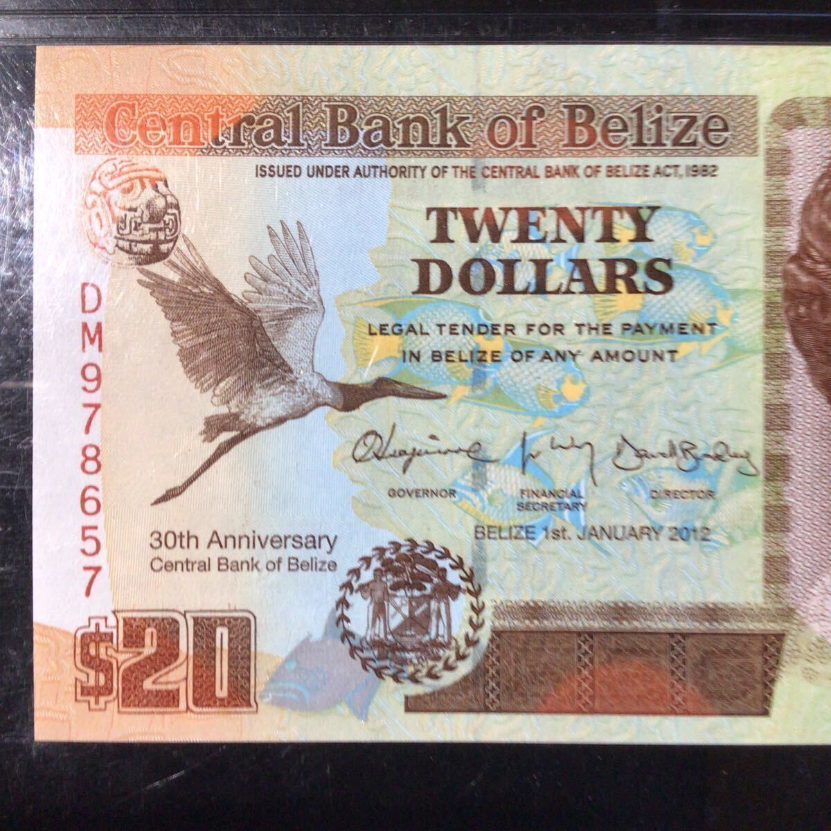 World Banknote Grading BELIZE《Central Bank》20 Dollars【2012】『PMG Grading Gem Uncirculated 65 EPQ』_画像4