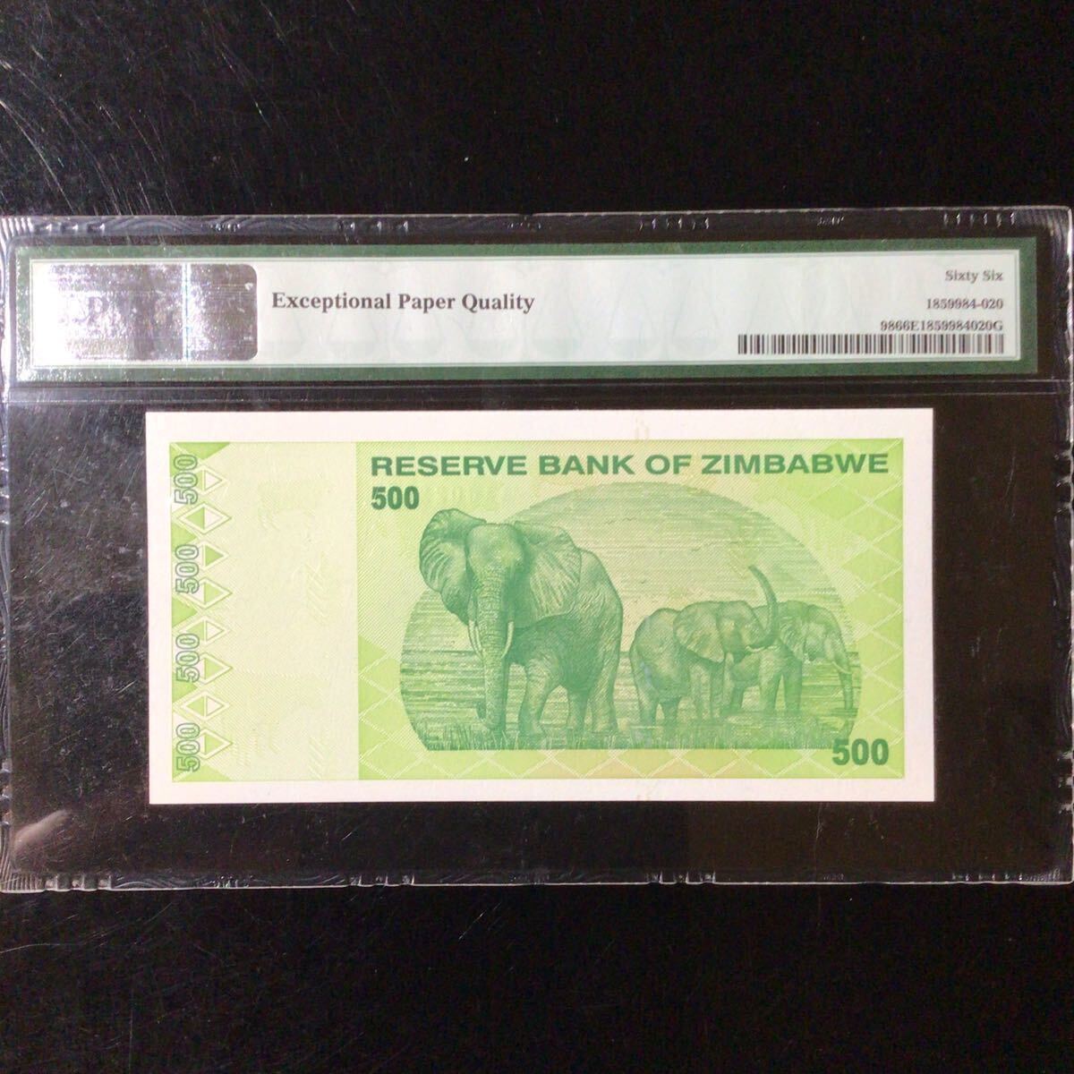 World Banknote Grading ZIMBABWE 500 Dollars【2009】『PMG Grading Gem Uncirculated 66 EPQ』_画像2