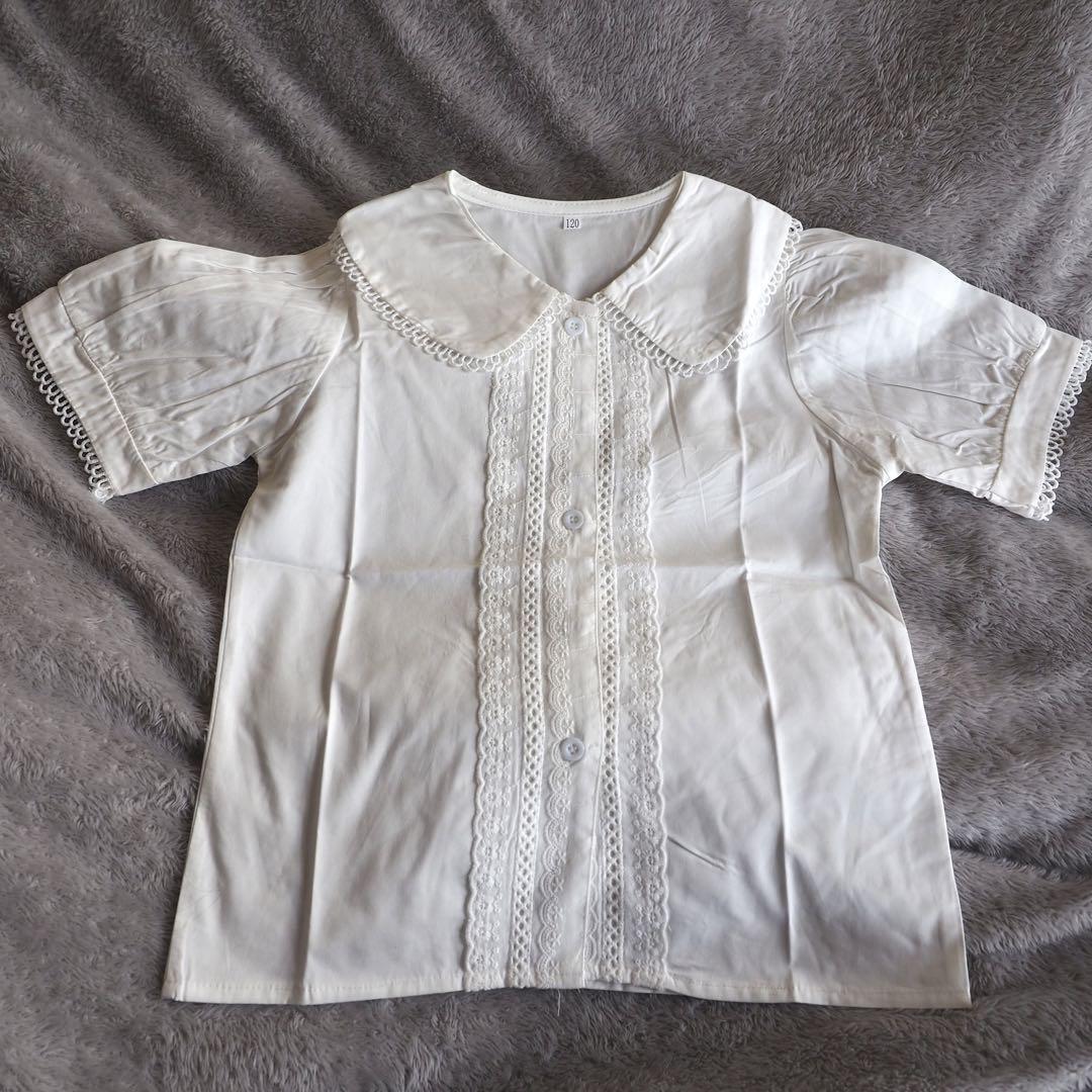 ブラウス 120cm 半袖 襟付きシャツ 白 ホワイト 入園式 制服 フォーマル_画像6
