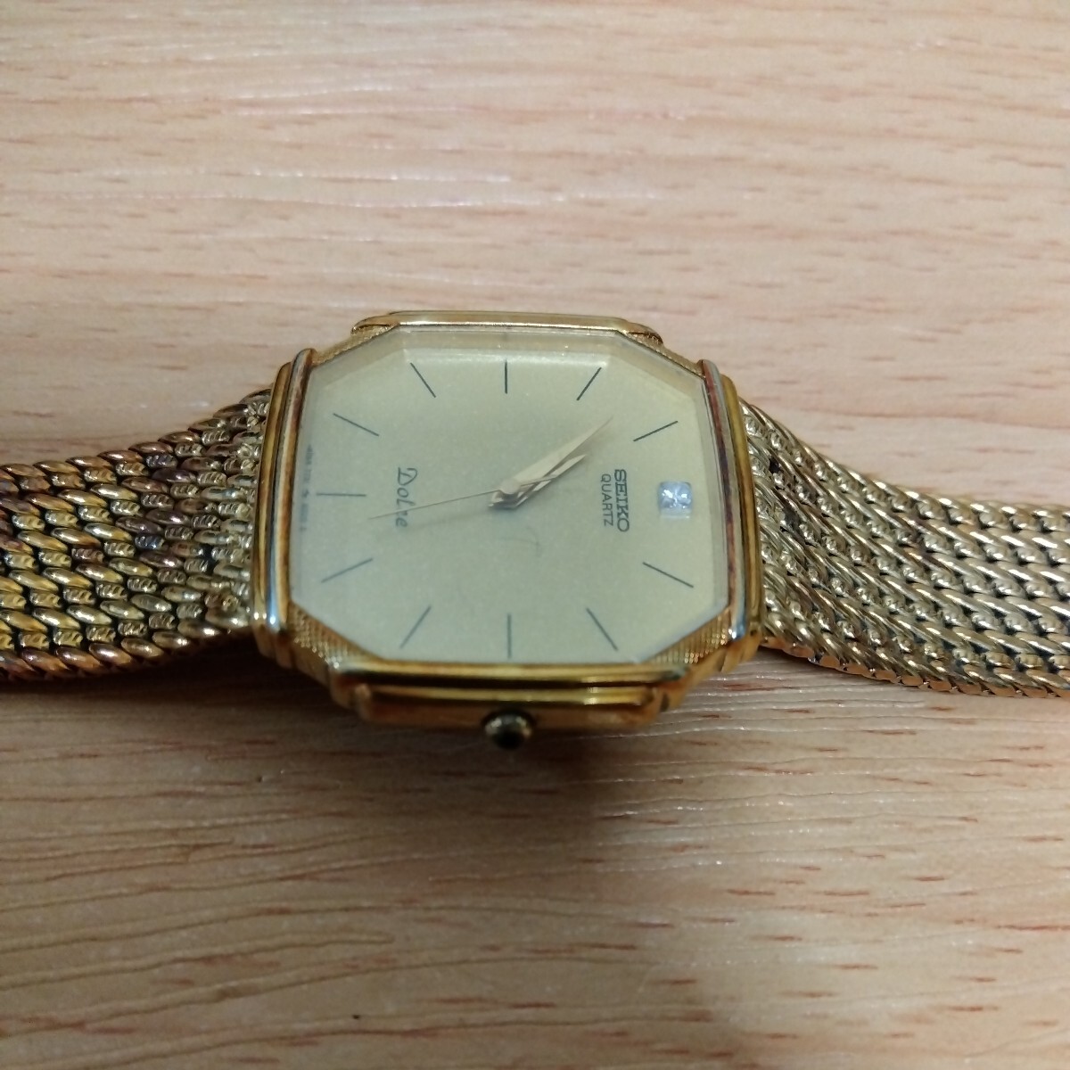  Seiko Dolce 1P diamond Gold gold men's wristwatch operation does 