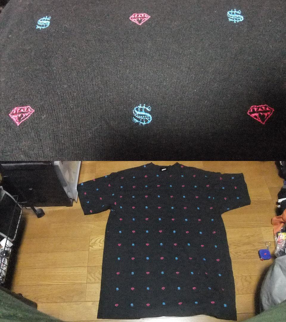  не использовался BILLIONAIRE BOYS CLUB Billionaire Boys Club icecream мороженое общий рисунок diamond доллар все часть вышивка футболка XL LL bbc