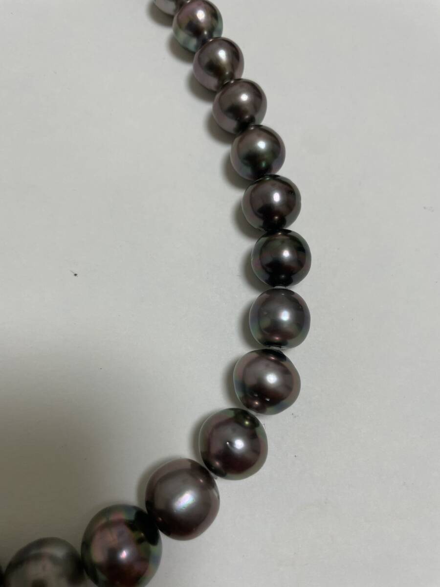 黒蝶真珠 オーロラピーコック ネックレス SV テリ オーロラサイズ約 11.0mm~15mm 重量約93.4g 長さ約43.5cmの画像3
