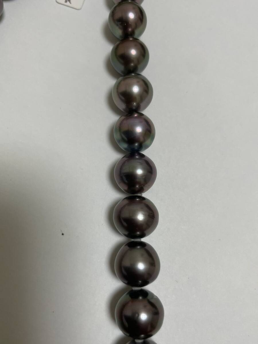 黒蝶真珠 オーロラピーコック ネックレス SV テリ オーロラサイズ約 11.0mm~15mm 重量約93.4g 長さ約43.5cm_画像4