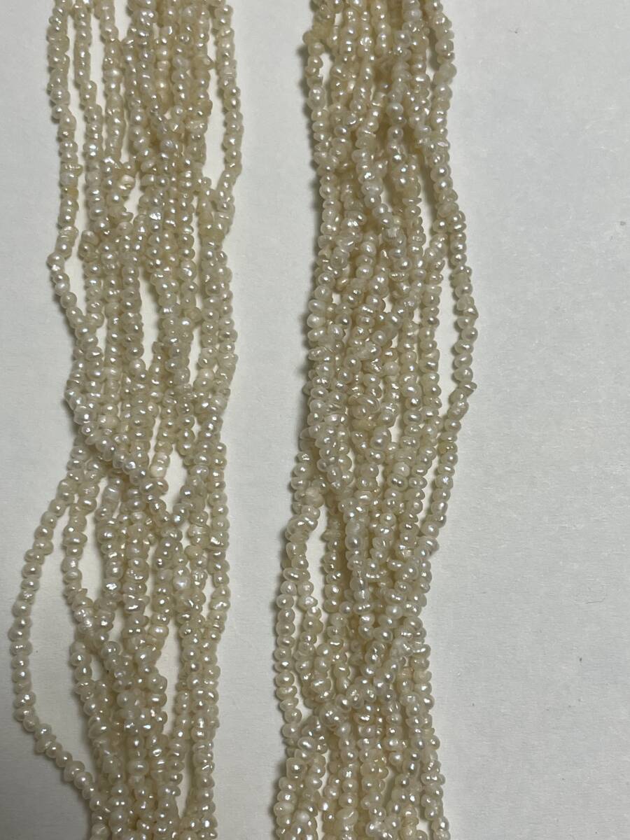 SILVER 刻印 パールネックレス 真珠 10連アコヤ ベビーパール ケシ 長さ51cm の画像3