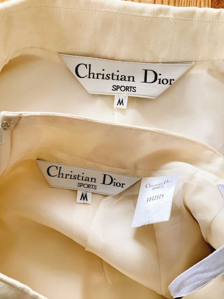 [Christian Dior SPORTS] Christian Dior linen flax jacket & skirt setup suit M Vintage Dior 