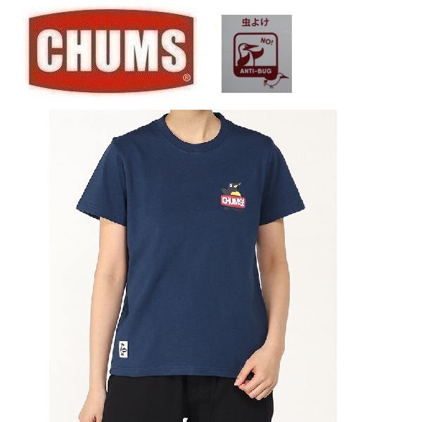 CHUMS チャムス アンチバグアイムアブービーバードTシャツ ネイビー L　CH01-2383　メンズ　Ｔシャツ　アウトドア　キャンプ