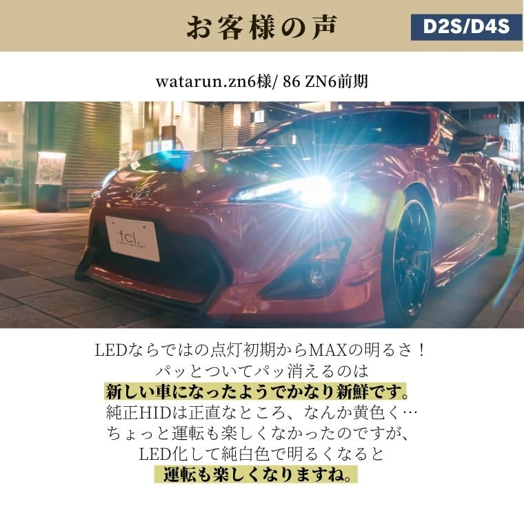 fcl.直営店 純正HID用LED化キット バルブ交換タイプ D4S 車検対応 1年保証 ホワイト ヘッドライト 【送料無料/安心サポート付】_画像7