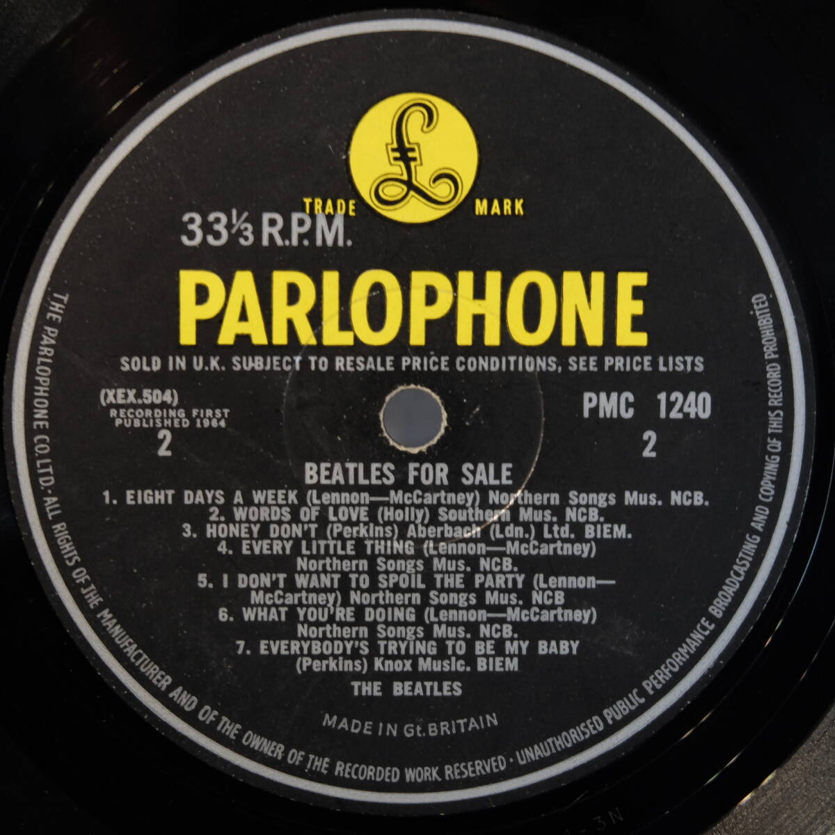 Parlophone【 PMC1240 : For Sale 】-3N / The Beatlesの画像4